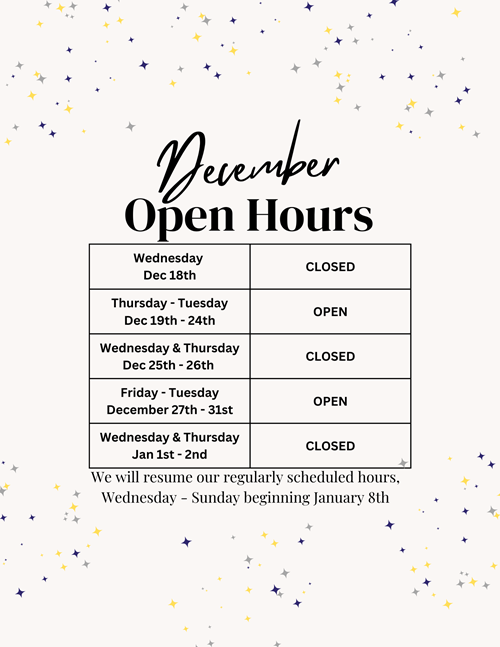 December Open Hours